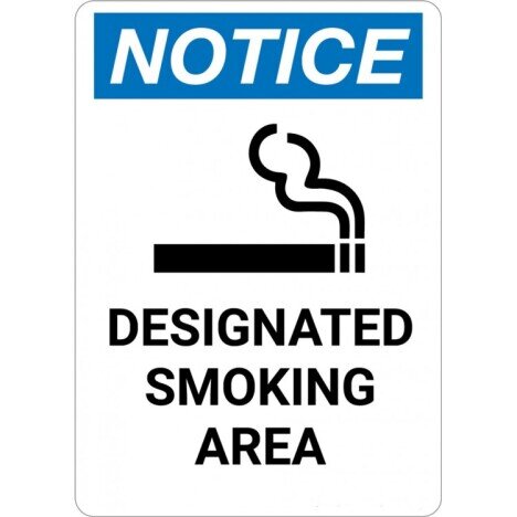 Notice designated smoking area sign