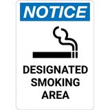 Notice designated smoking area sign